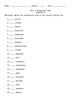 unit 2 level c vocab